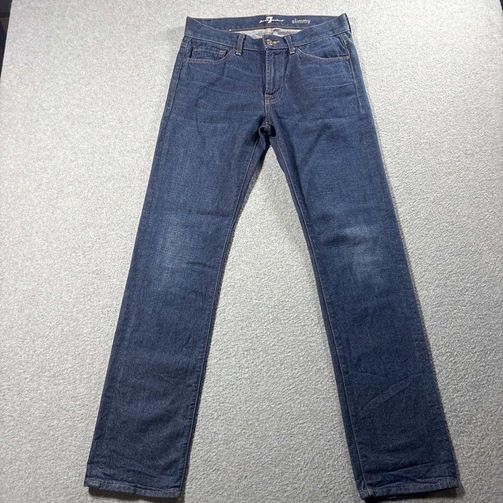7 For All Mankind Slimmy Sz 30 Men's Blue Jeans USA (Stain On Side)